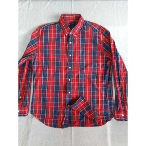 J. Crew Men's XL Plaid Button Down Shirt Long Sleeve Pocket Pure Cotton Red/Blue